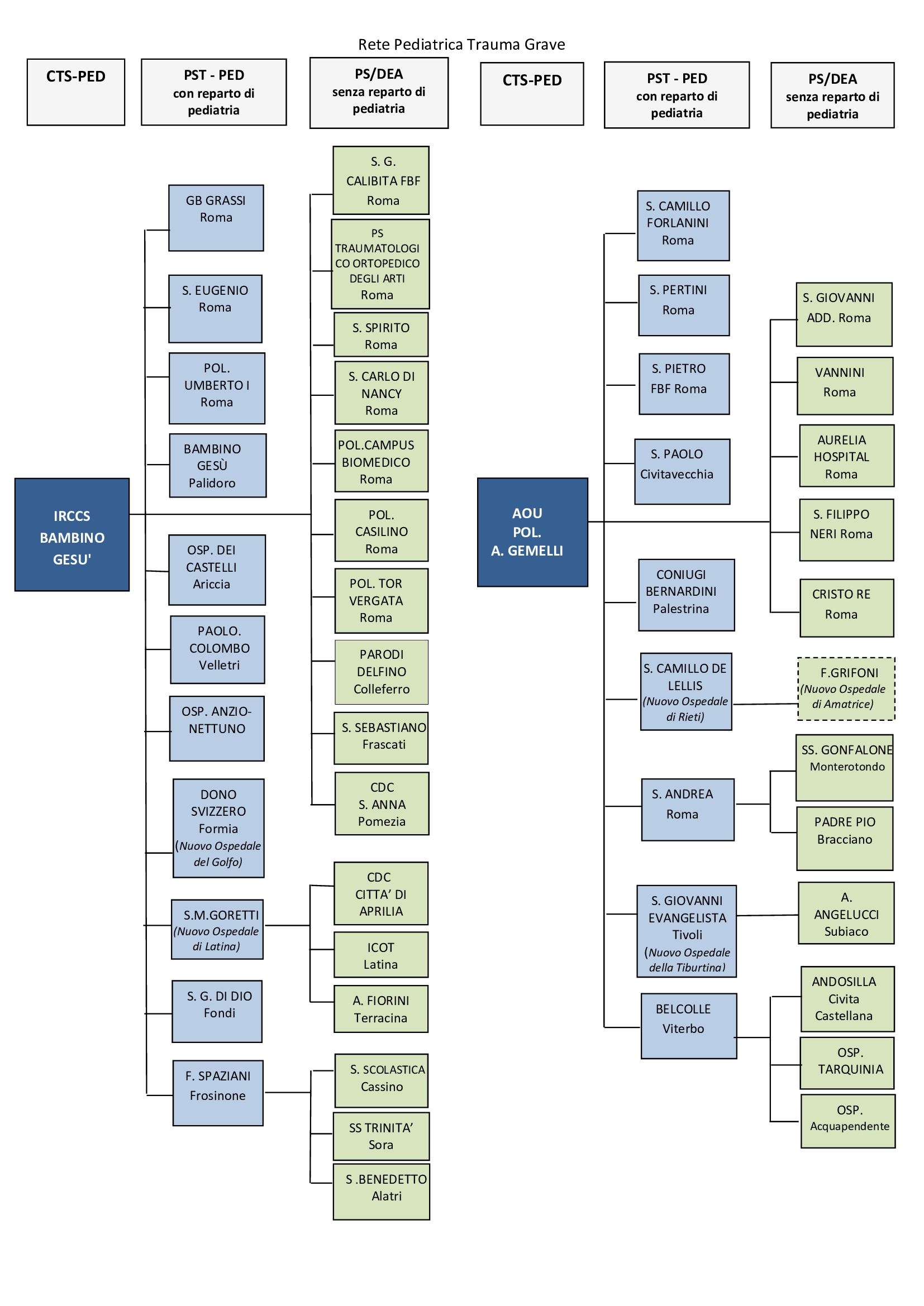 Afferenze rete emergenza trauma pediatrica