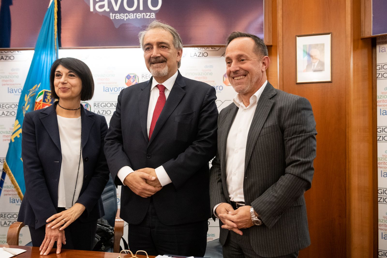 il Presidente Francesco Rocca con gli assessori Angelilli e Righini