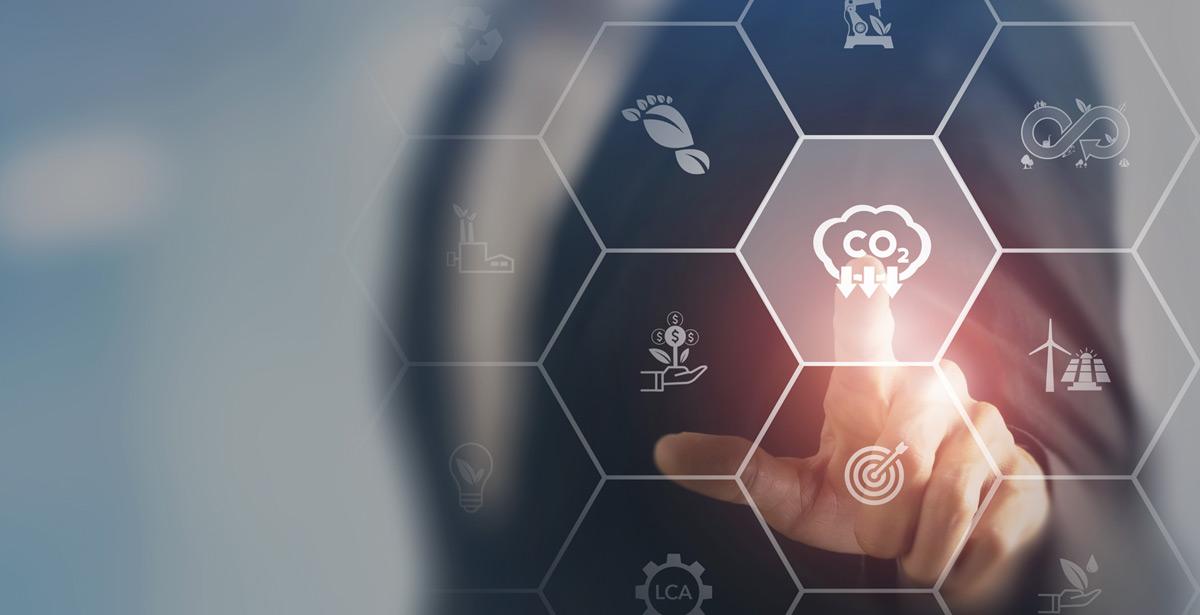 Concept con icone per basse emissioni e cambiamento climatico - Foto di Parradee da Adobe Stock